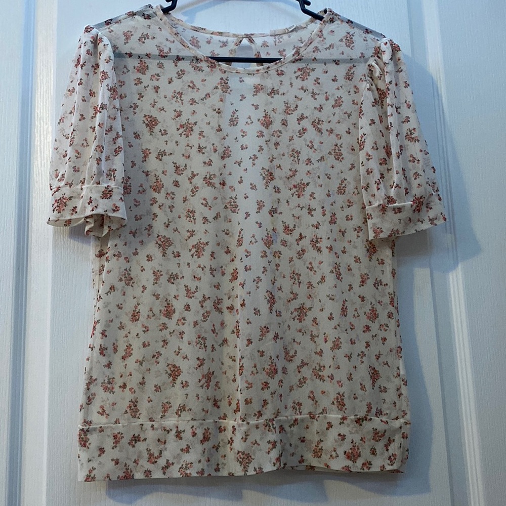 floral sheer open-back top